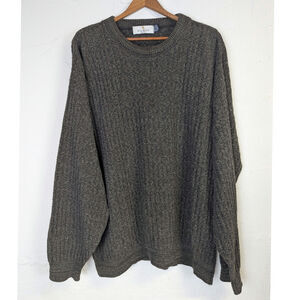 Vtg Bill Blass Grampa Sweater Mens XL Brown Waffle Knit Crew Neck Old Classic